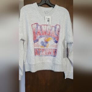 Kansas Jayhawks Gray Crop Sweatshirt